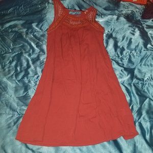 Rust dress with embroidery